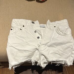 Zara White Button-Fly Jean Shorts